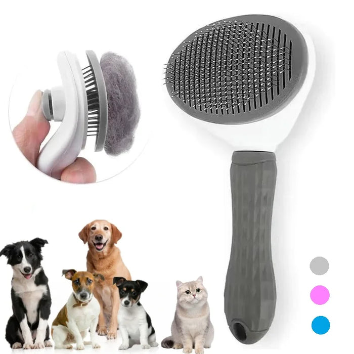 Self-Cleaning Slicker Brush – Grey with packaging, image 1